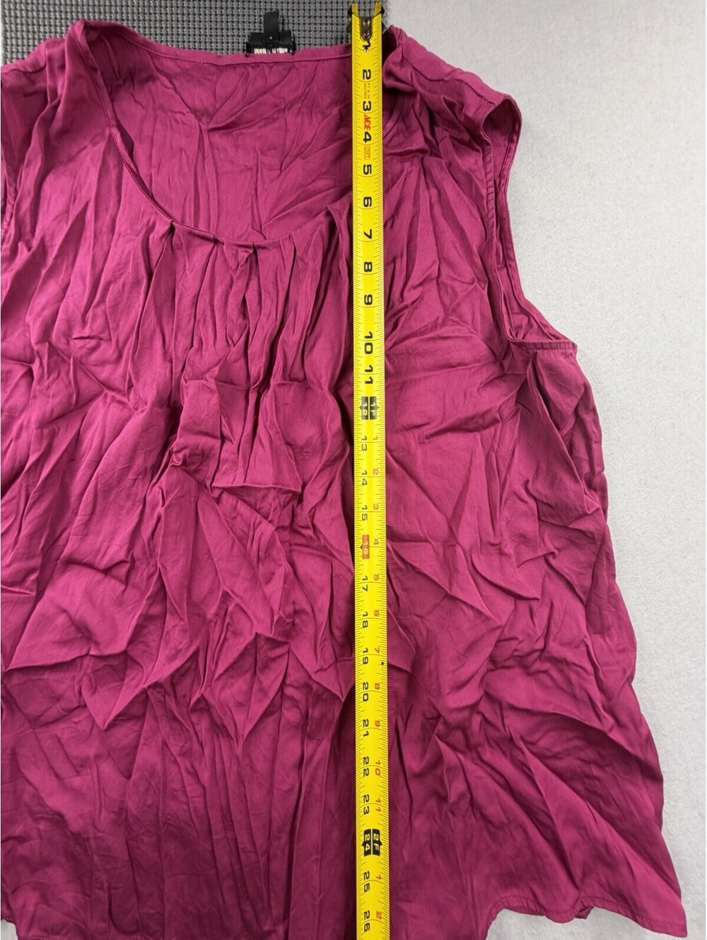 Talbots Woman Tank Top‎ 24W Pink Magenta Pleated Neck Stretch Satin Blouse Plus - Picture 4 of 7